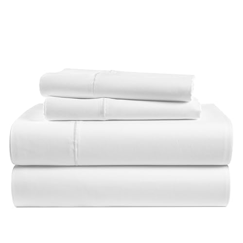 Lane Linen 100% Egyptian Cotton King Sheets Set – 4 Piece Sateen Weave Bed Sheets, Ultra Soft, 16" Deep Pocket, Luxury King Size Sheet Set – White