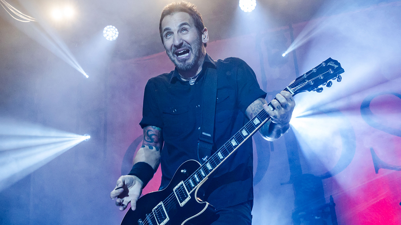 Singer Sully Erna of the American band Godsmack performs live on stage during a concert at the Columbiahalle on October 16, 2022 in Berlin, Germany. (Photo by Frank Hoensch/Redferns)
