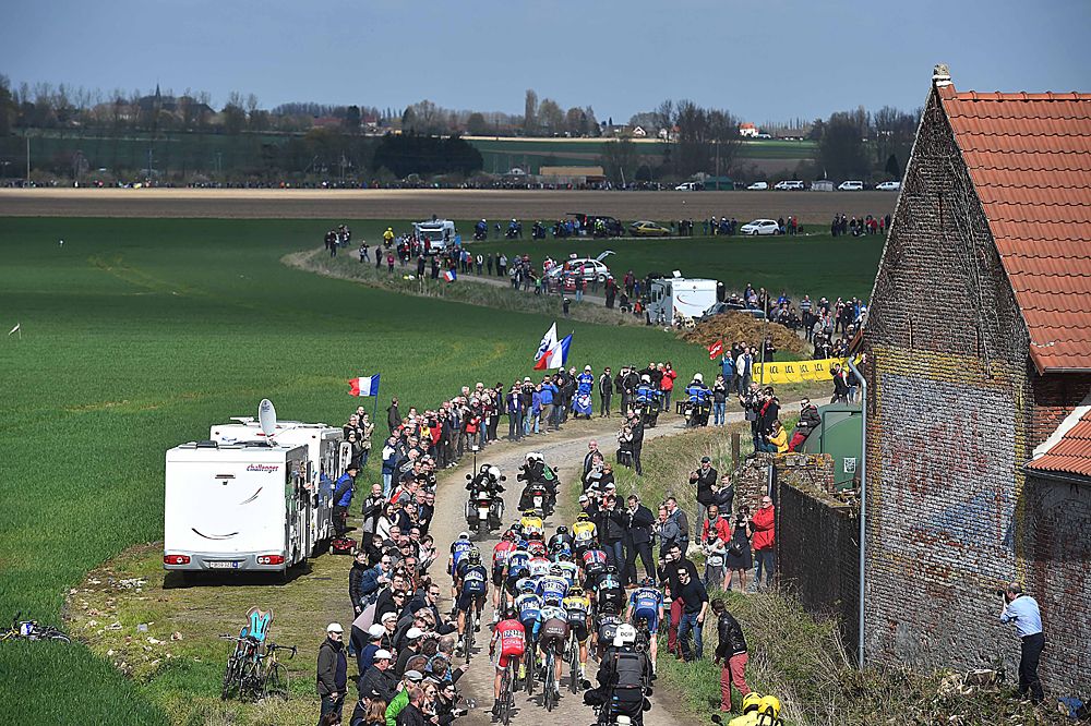 Paris-Roubaix start line, riders are ready to go