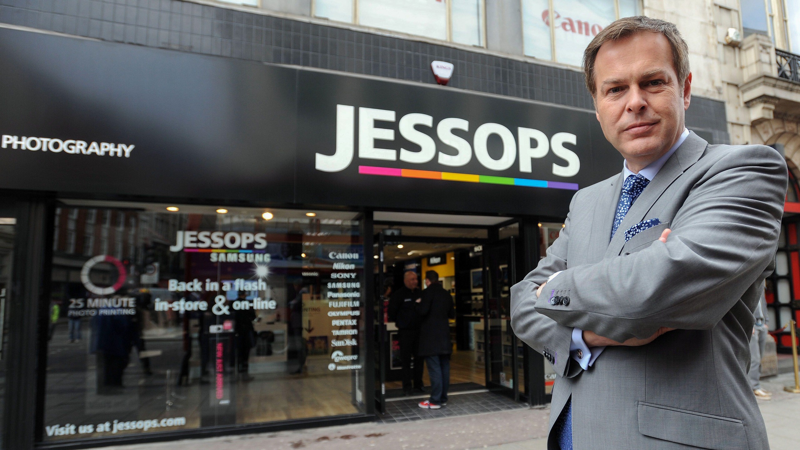 Peter Jones outside the Jessops store in Oxford Street, central London, 2013