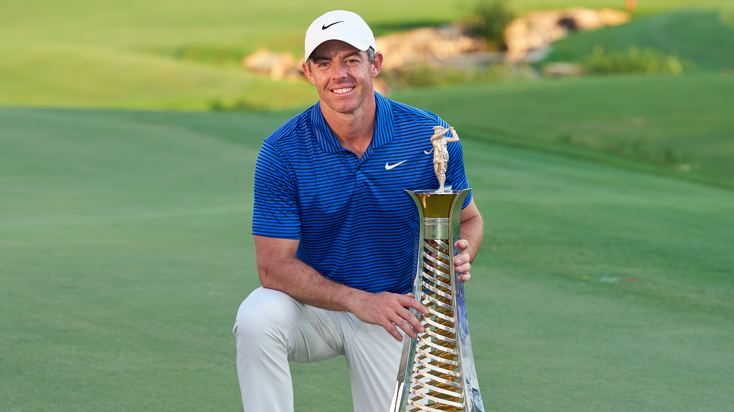 Rory McIlroy with the Race to Dubai trophy