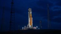 NASA's Artemis 2 moon rocket on the pad. 