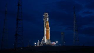 NASA's Artemis 2 moon rocket on the pad. 