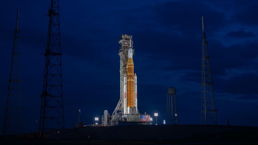 NASA's Artemis 2 moon rocket on the pad. 