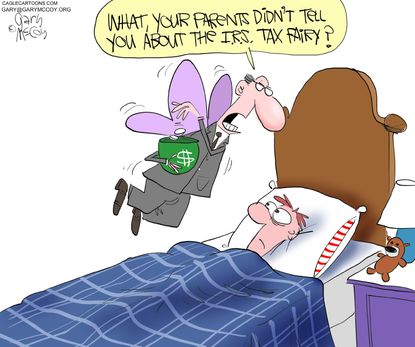 Editorial cartoon U.S. IRS tax day