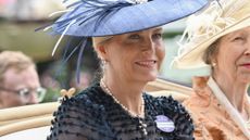 Sophie, Duchess of Edinburgh and Princess Anne, Princess Royal smile as they attend day three of Royal Ascot 2026 at Ascot Racecourse on June 18, 2026