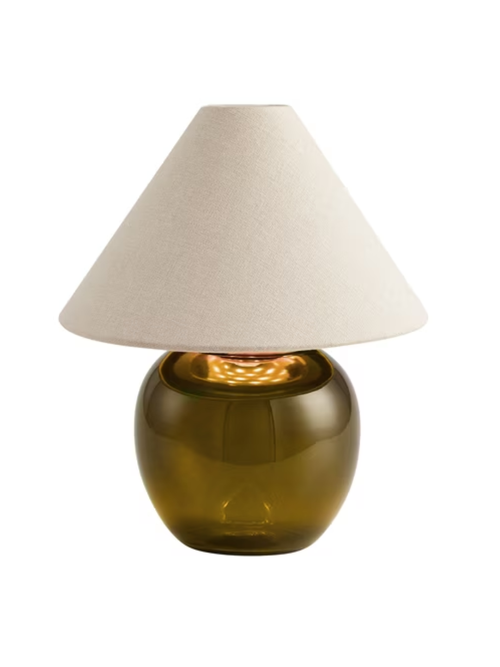 Green Glass Rechargeable Led Portable Lamp With Dimmable Touch Sensor