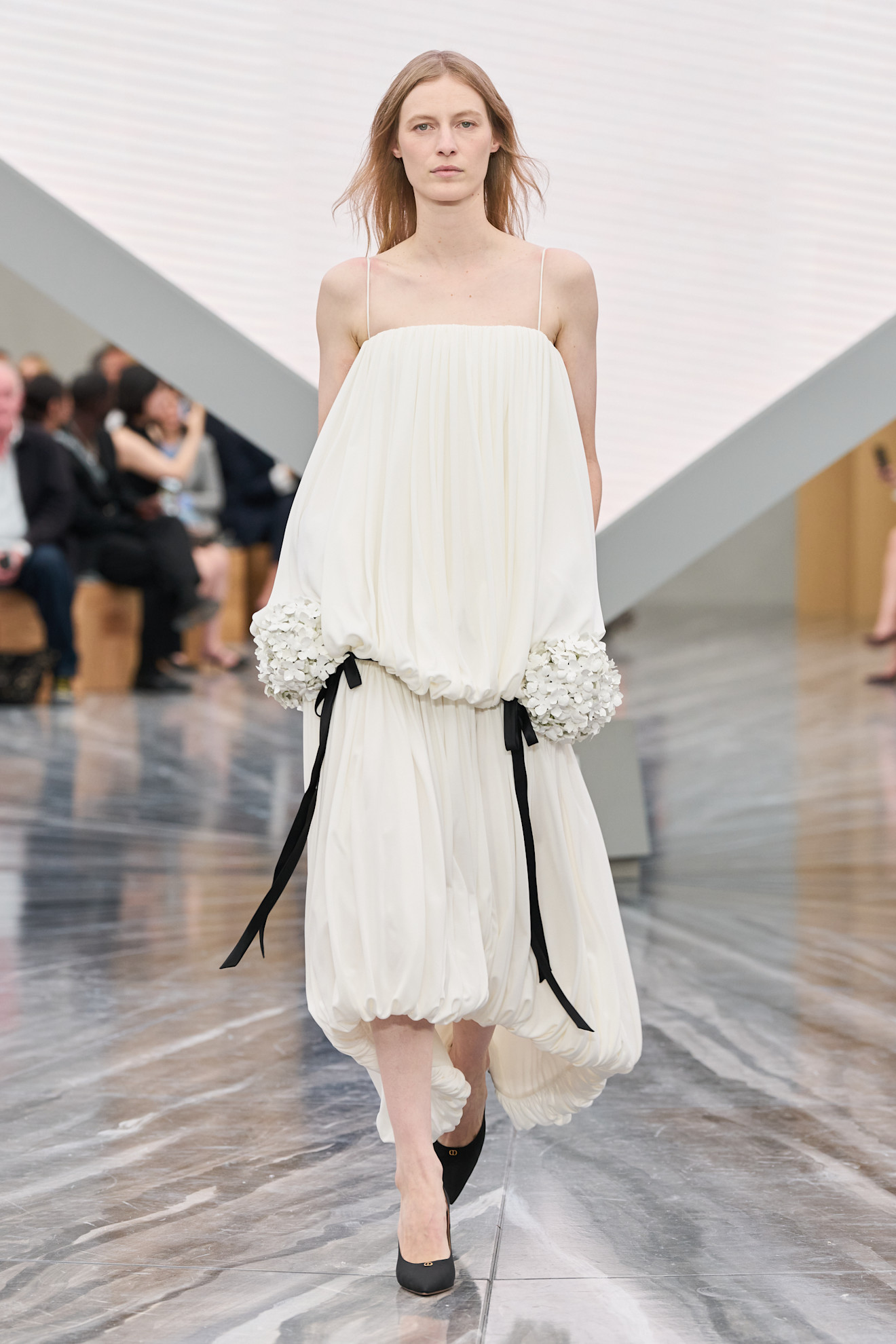 A model wore Monica Barbaro&#039;s bubble-hem Dior on the Spring 2026 runway