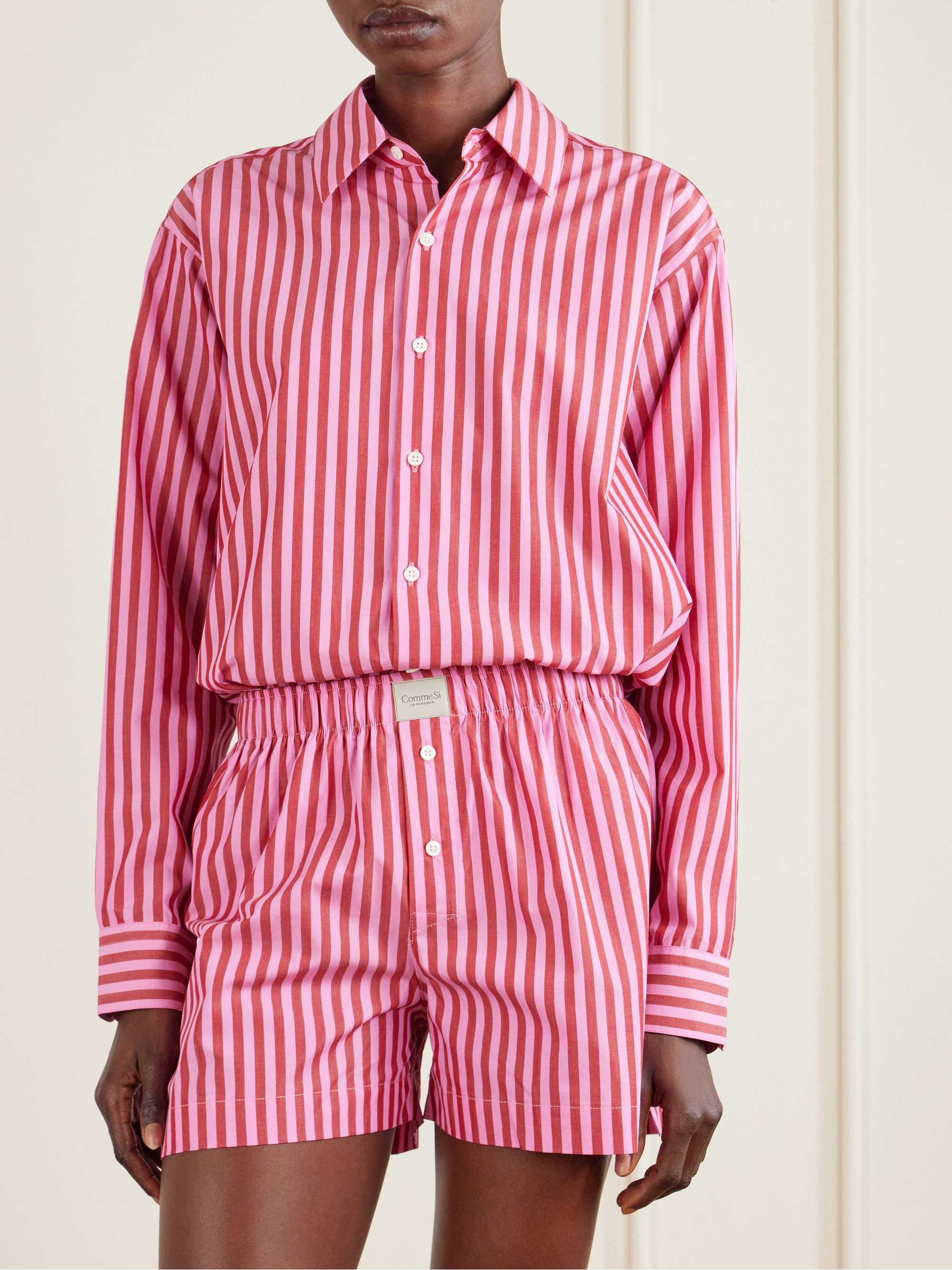 La Boxer Classica Striped Cotton-Poplin Shorts
