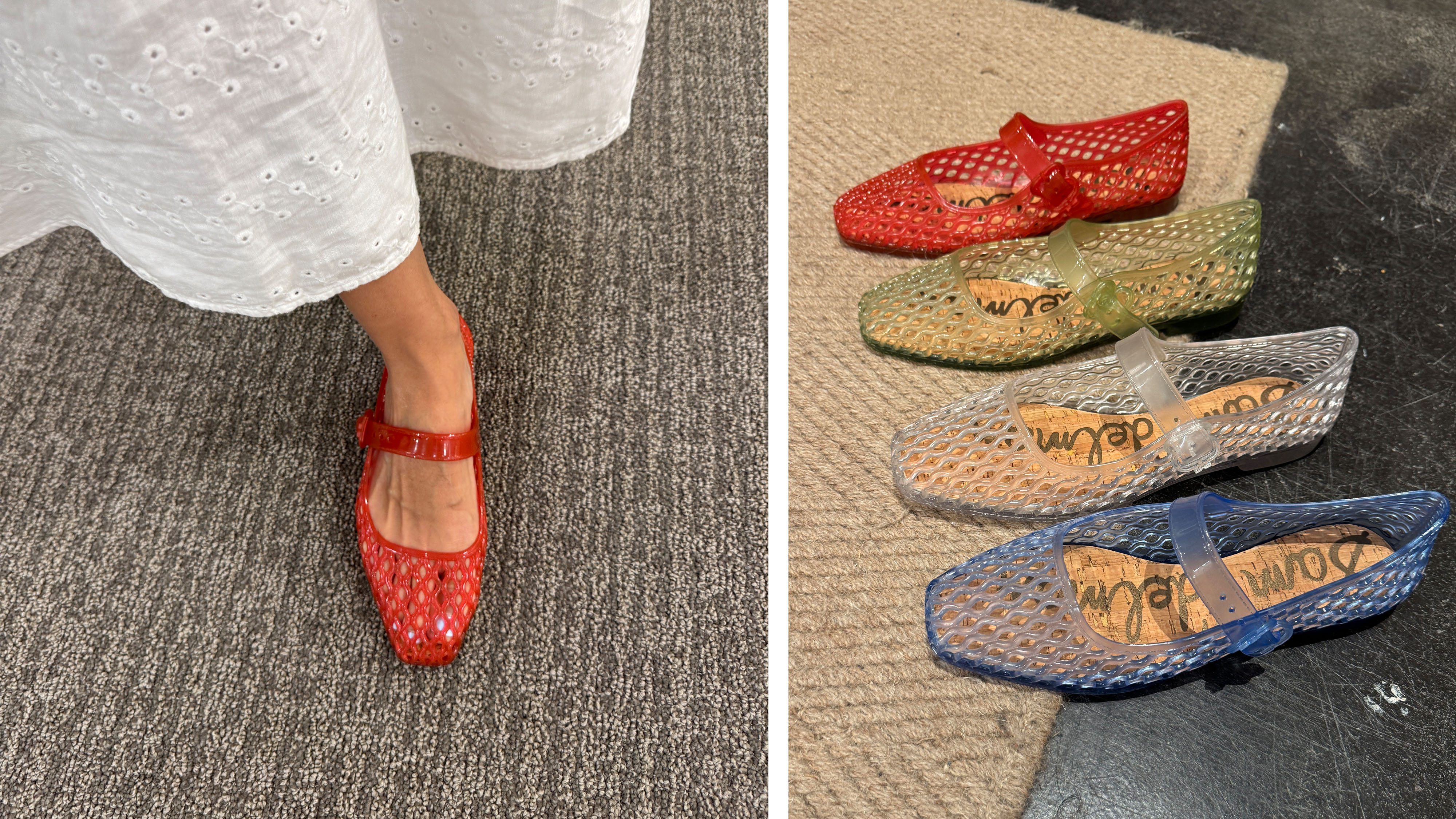 Woman in jelly shoes