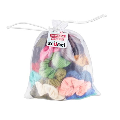 Sc&amp;uuml;nci by Conair the Original Super Comfy Waffle Knit Scrunchies, No-Damage Hair Accessories for Women, Assorted Colors, 36 Count, 7025701z024