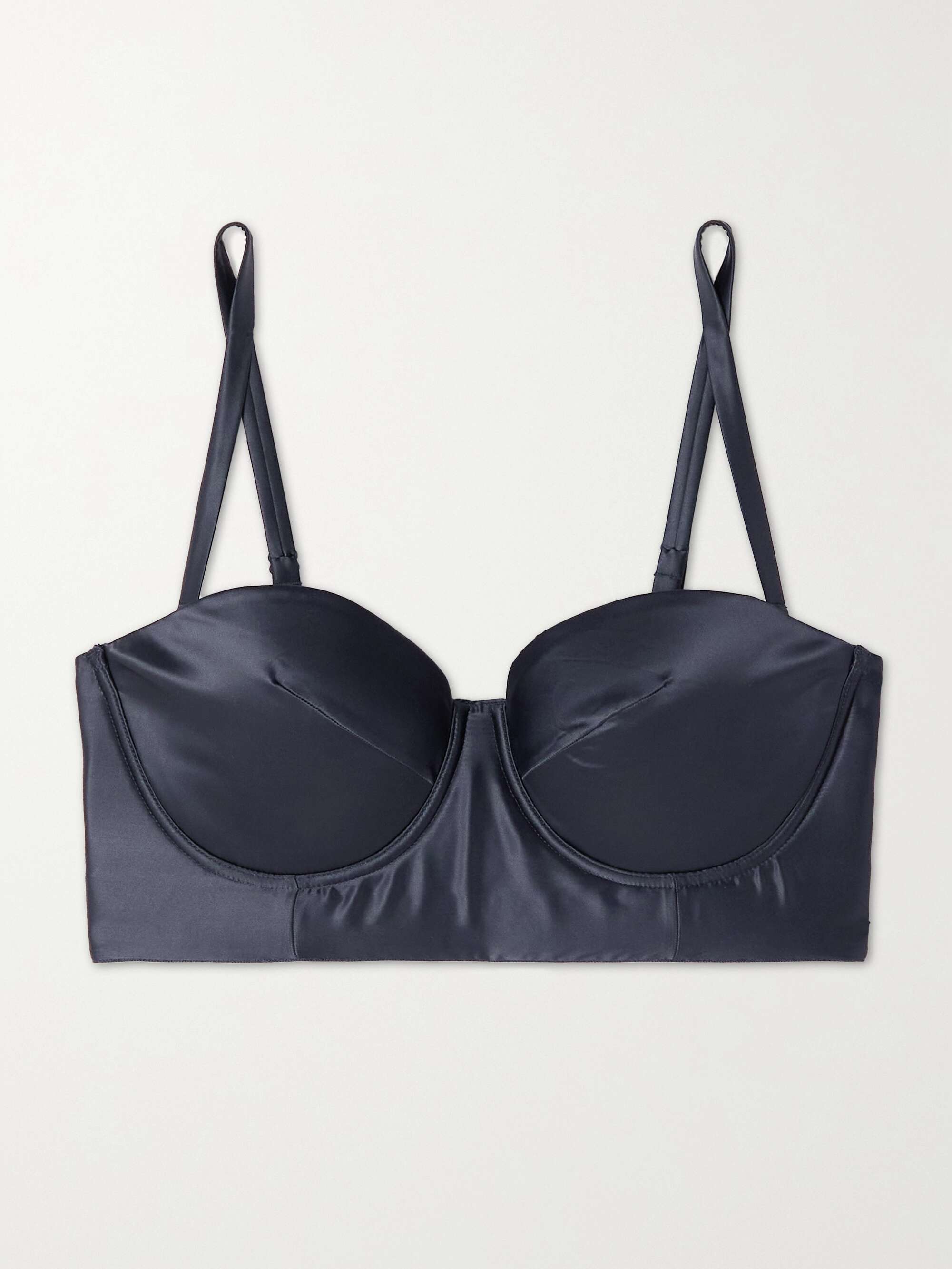 Caresses Polka-Dot Stretch-Leavers Lace and Satin Underwired Bustier Bra
