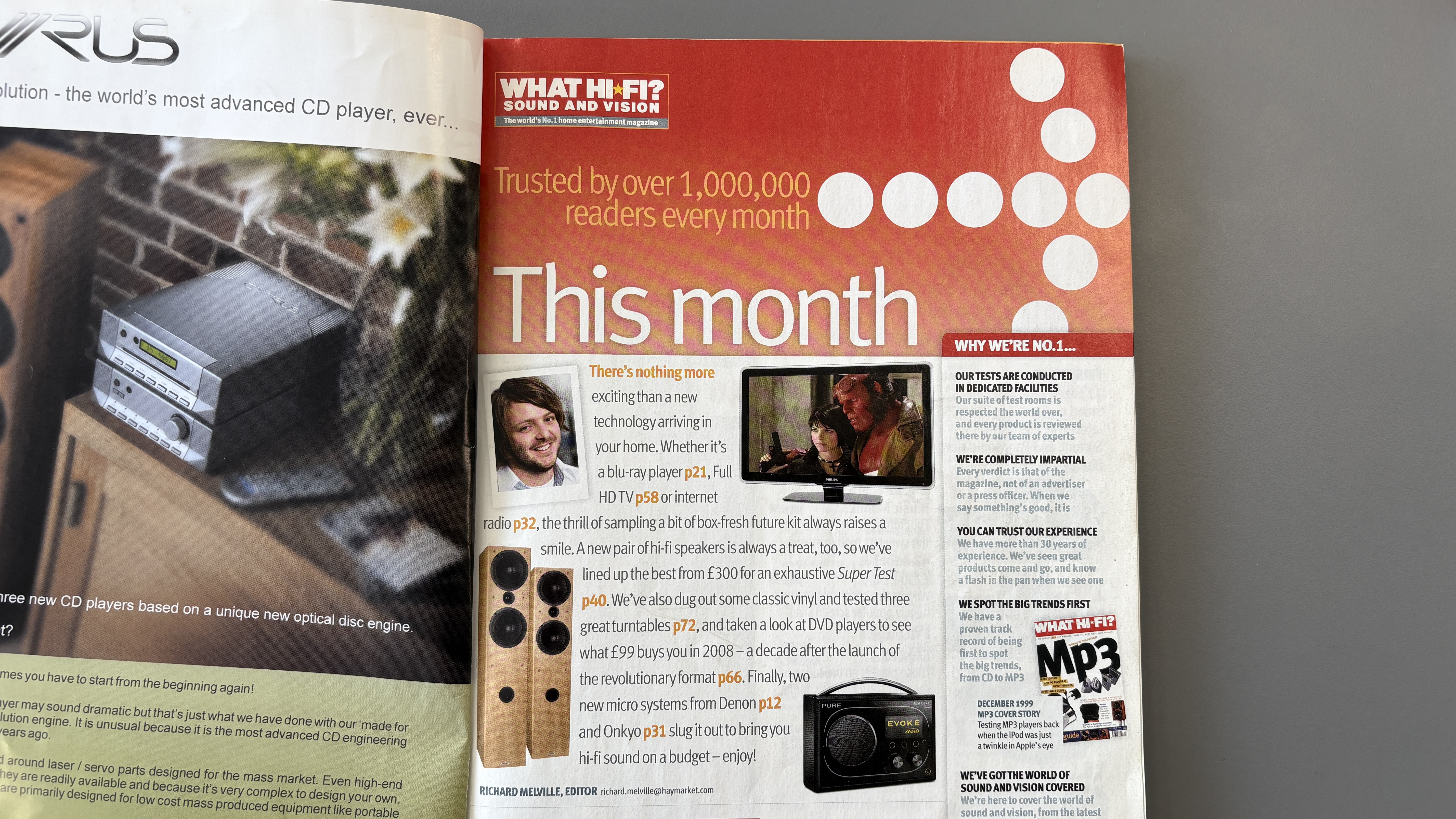 Rich Melville in editor's letter in 2008 What Hi-Fi? magazine issue
