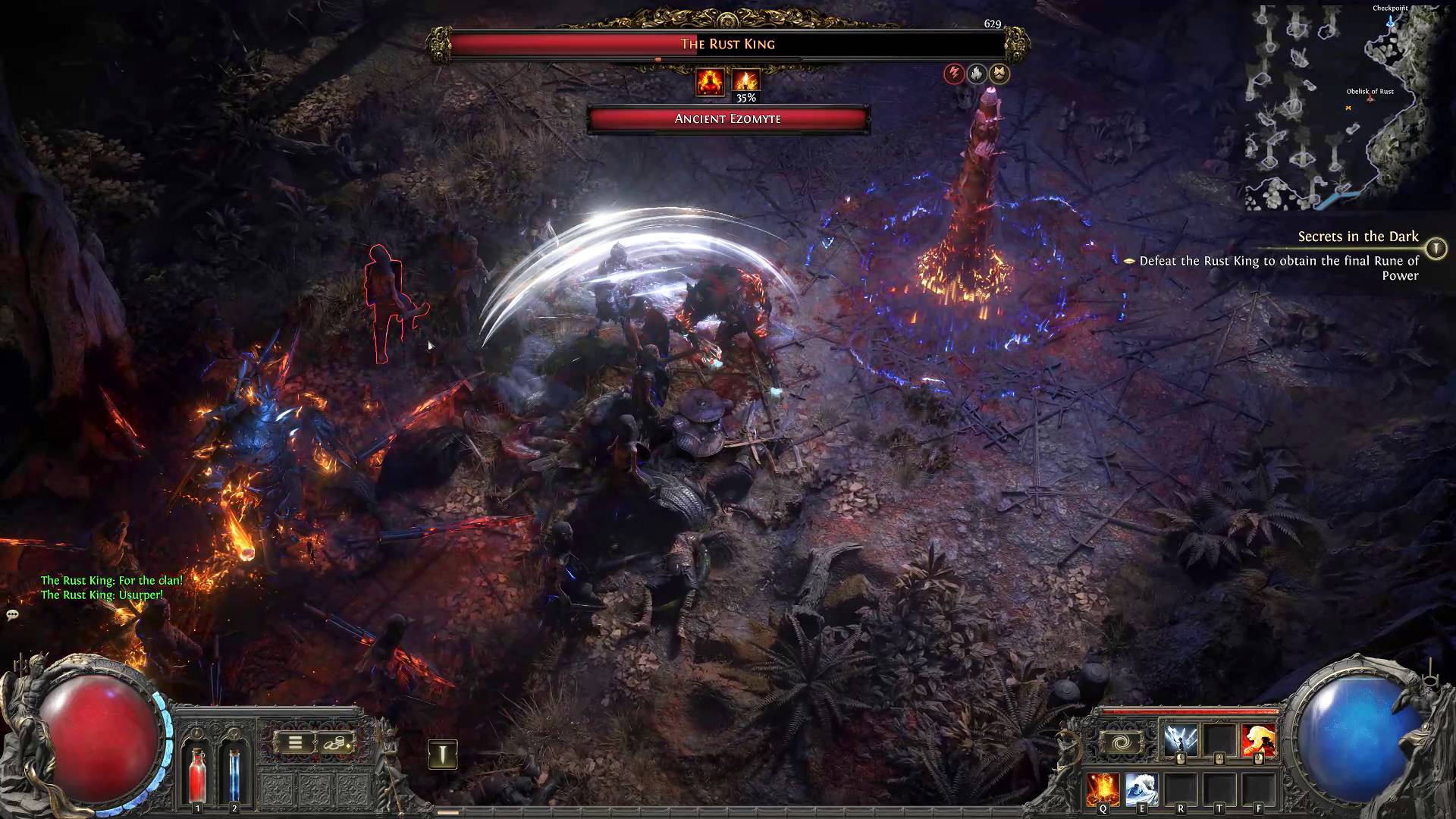 Path of Exile 2 rust king boss near rust obelisk in the red vale