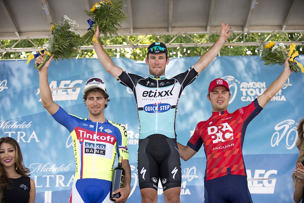 Peter Sagan (Tinkoff-Saxo), Mark Cavendish (Etixx-Quick Step) and Wouter Wippert (Drapac)