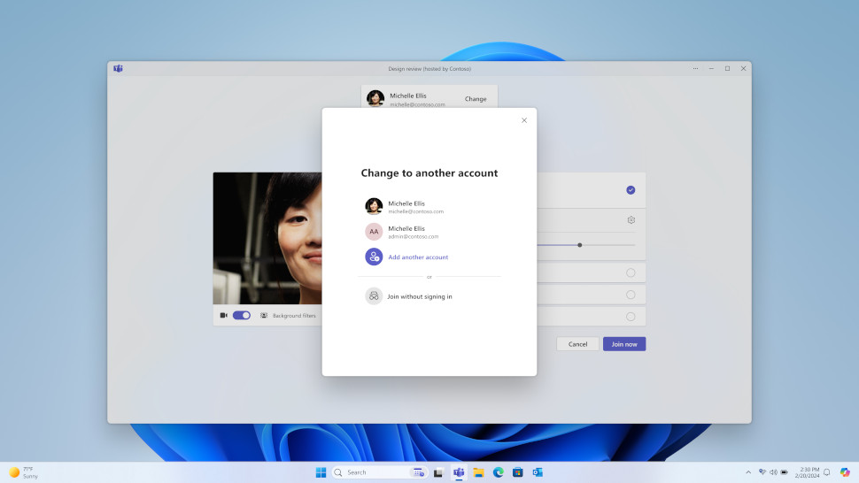 New account selector for the Microsoft Teams desktop app