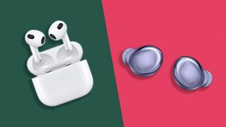 the apple airpods 3 next to the samsung galaxy buds pro