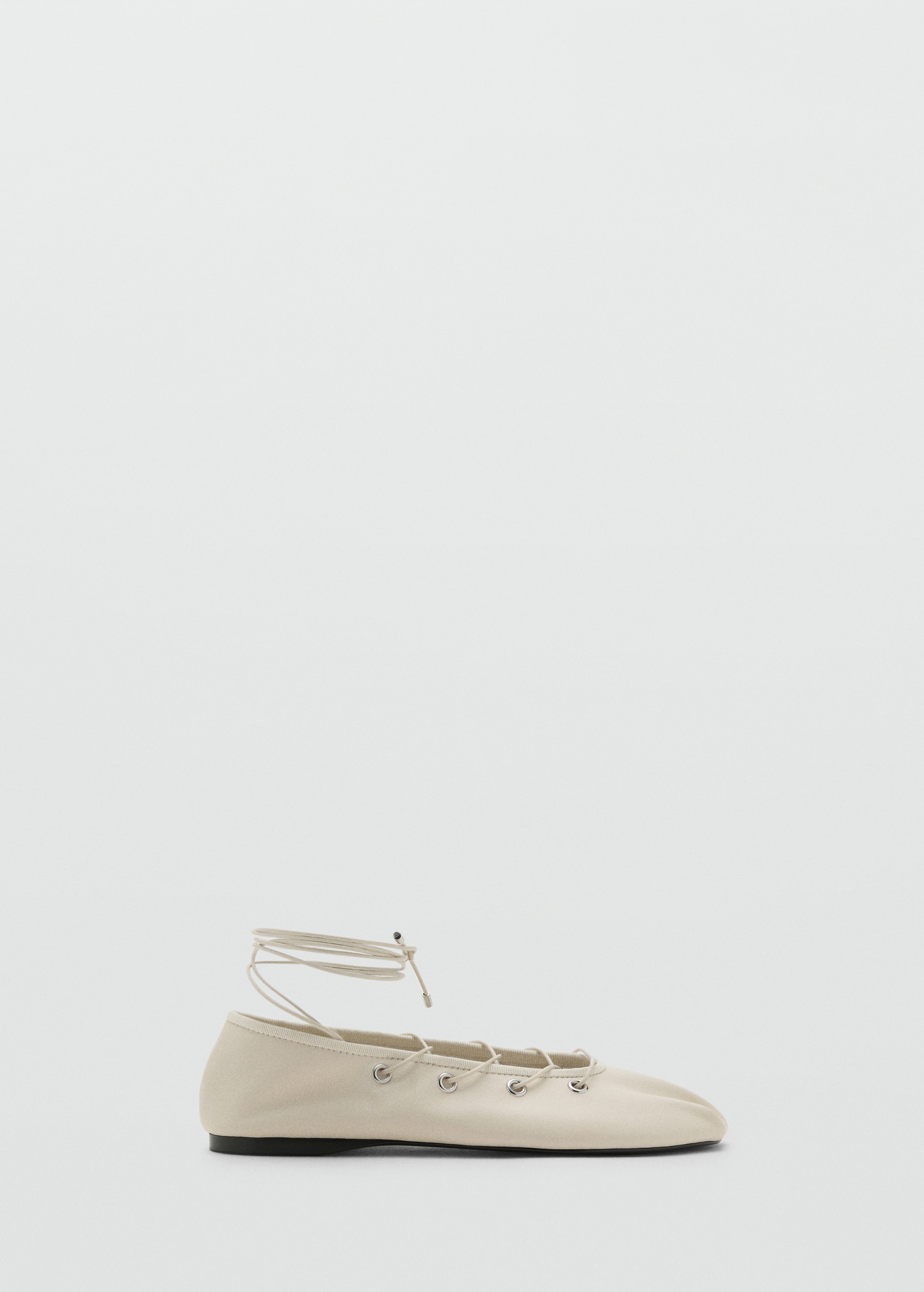 Leather Ballet Flats With Crossed Straps - Women | Mango Usa