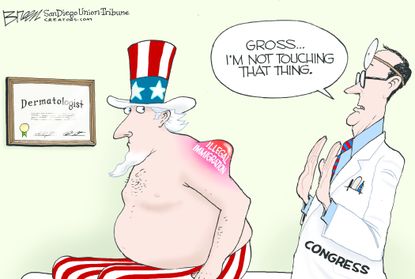 Political Cartoon U.S. Congress illegal immigration doctor