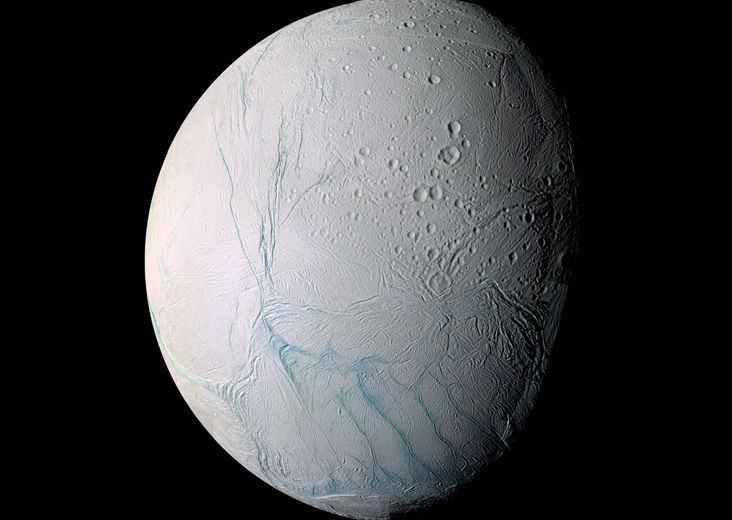 Enceladus has strange, parallel &quot;tiger stipes&quot; at its south pole. 