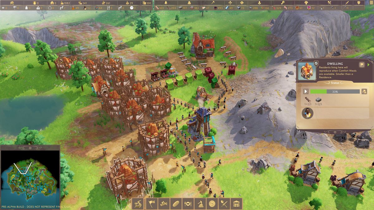 Image of pre-alpha gameplay from fantasy city-builder Pioneers of Pagonia