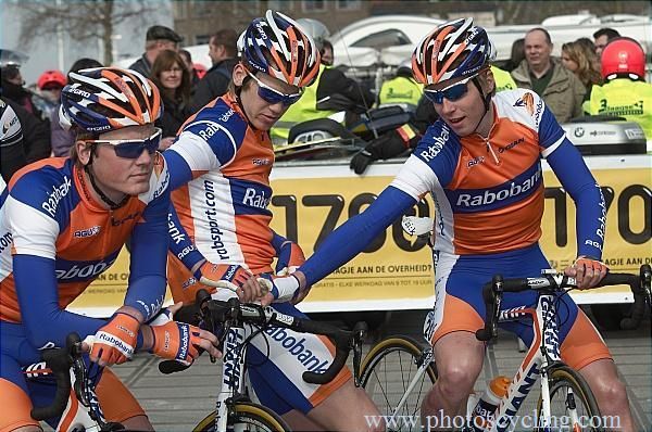 Rabobank riders await the start of stage 1.