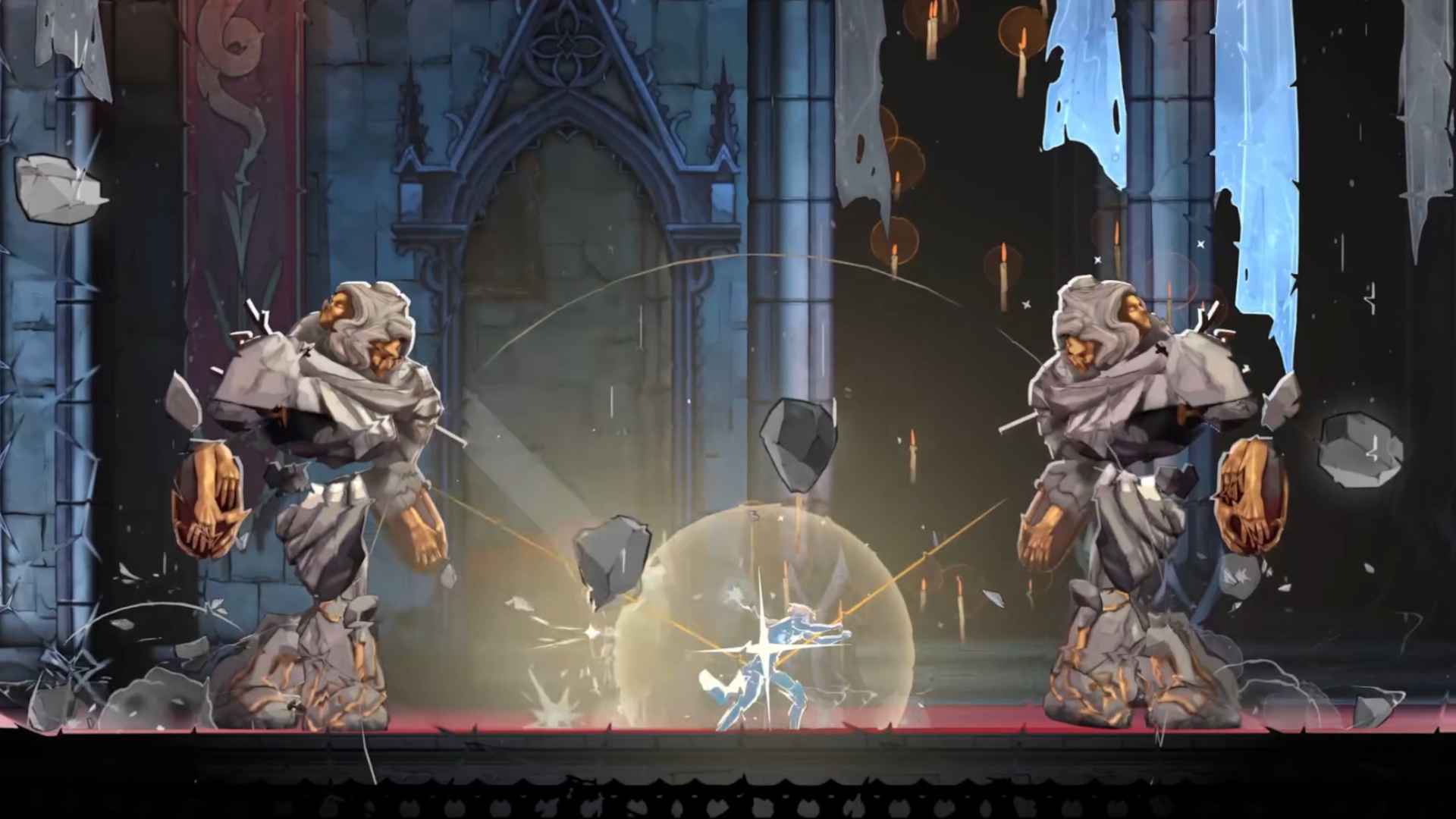 Two enemies approach Rose as she parries, in Castlevania Belmont's Curse
