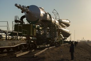 Expedition 35 Soyuz Rocket Rolls Out