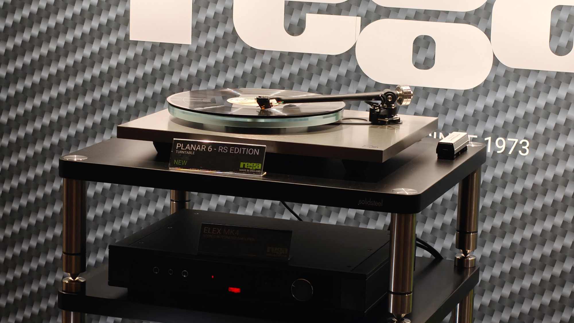 The Rega Planar 6 RS on a shelf.