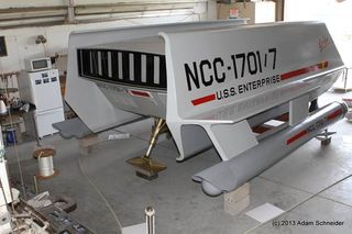 A rear-view of the fully restored Galileo shuttlecraft from the original