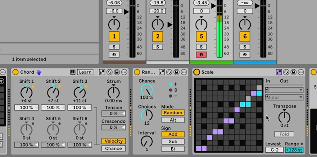 Generative MIDI chords in Ableton Live 12