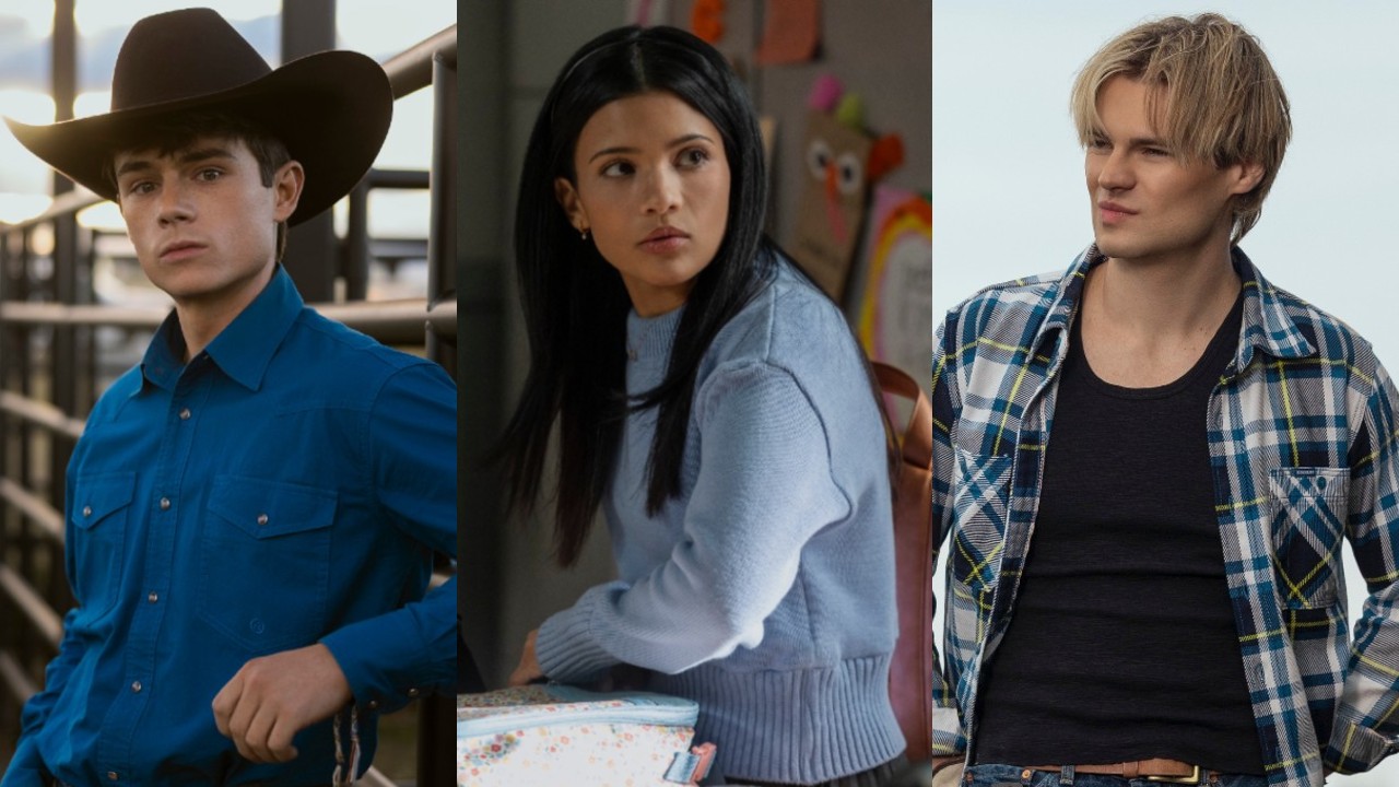 From left to right: Alex leaning against a gate, Jackie sitting at her desk looking to her right and Cole looking to his left in My Life with the Walter Boys.