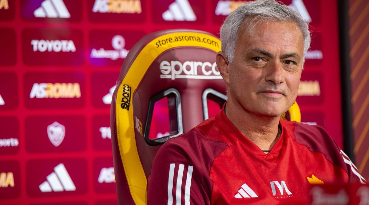 AS Roma coach Josè Mourinho during a press conference at Centro Sportivo Fulvio Bernardini on September 30, 2023 in Rome, Italy.