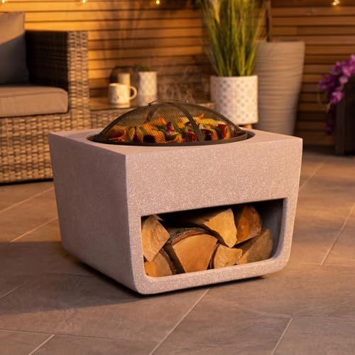 Charles Bentley Magnesia Fire Pit Bbq Cooking Grill 52x52x48cm, 50cm