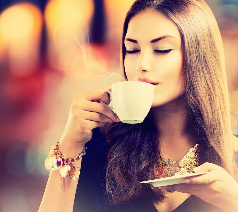 Woman drinking coffee