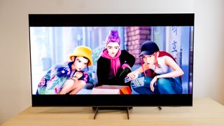 Samsung S85F OLED TV on a table