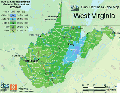A Plant Hardiness Zone Map Of West Virginia
