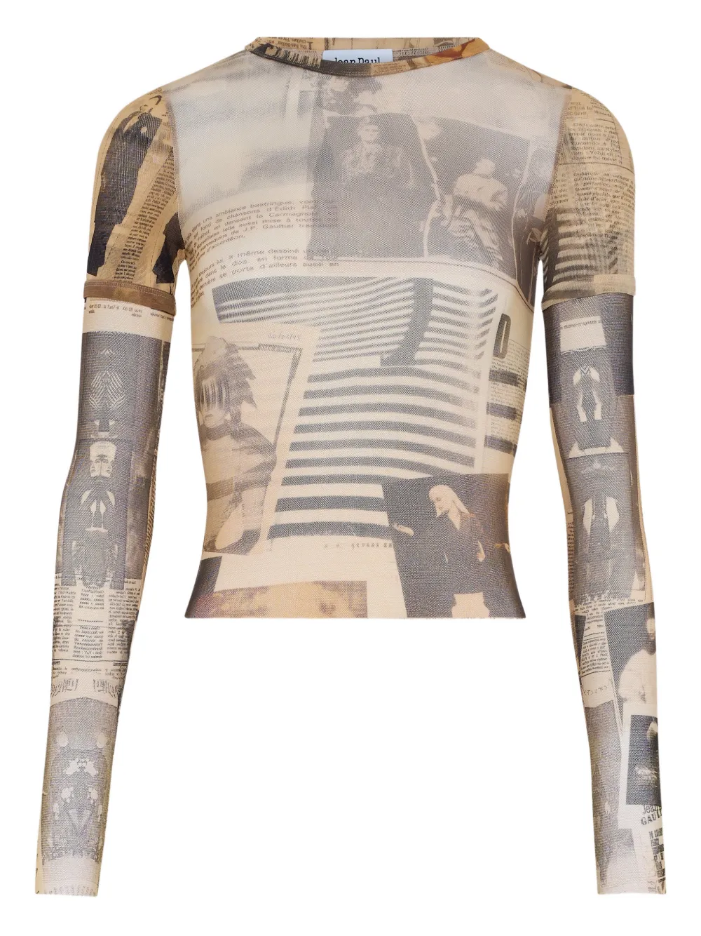 Jean Paul Gaultier Double-Sleeves Journal-Print Top | Xxs