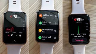 Various screen modes on the Huawei Watch Fit 2