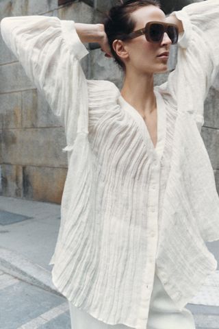 Zw Collection Voluminous Linen Blouse