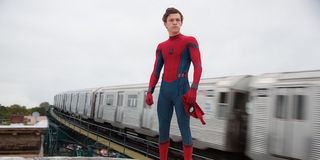 Tom Holland as unmasked Spider-Man