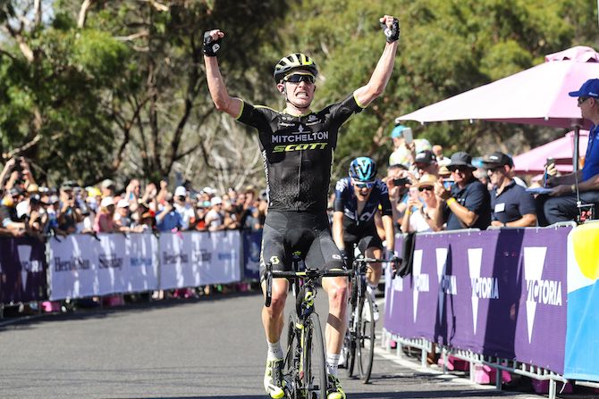 Mitchelton-Scott's Nick Schultz won stage 4 of the 2019 Jayco Herald Sun Tour on the climb of Arthurs Seat