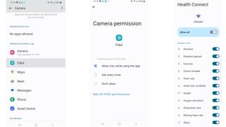 Screenshots showing how to edit permissions for specific Android apps