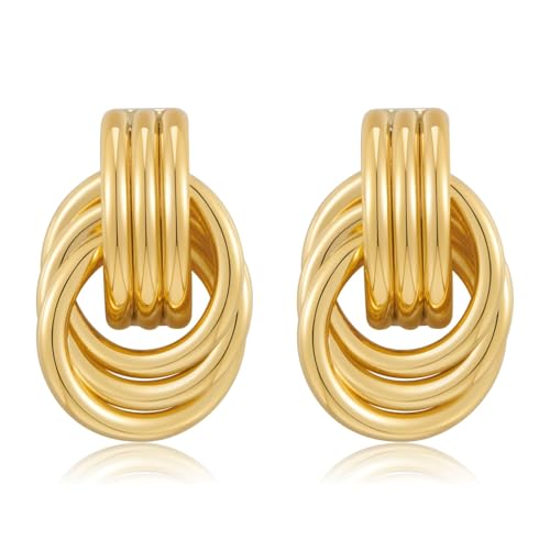 Lilie&amp;amp;white Earrings for Women Gold-Plated Twisted Loop Knot Earrings &amp;ndash; Timeless and Elegant Jewellery for Women, Lightweight and Durable