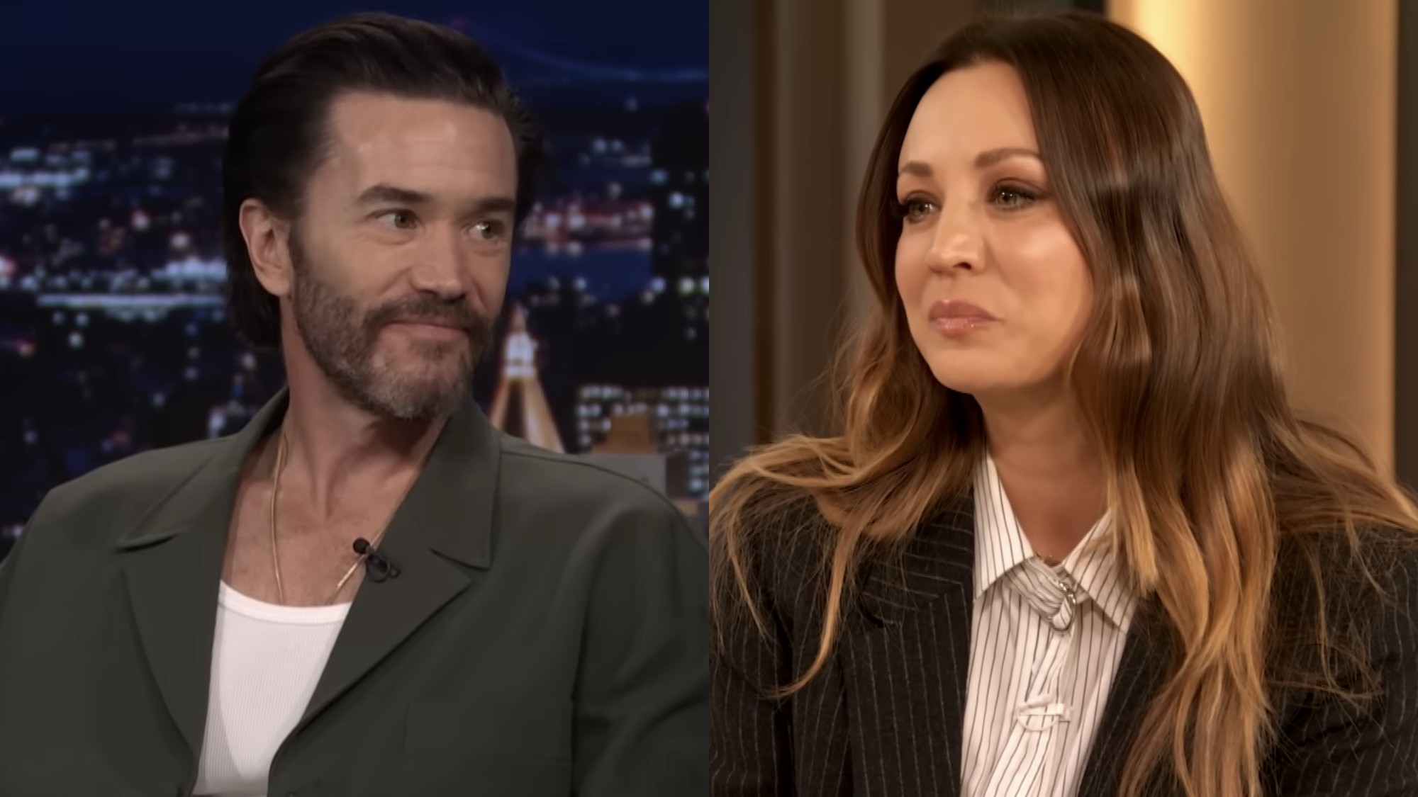 Tom Pelphrey is on The Tonight Show, while Kaley Cuoco is on The Drew Barrymore Show.