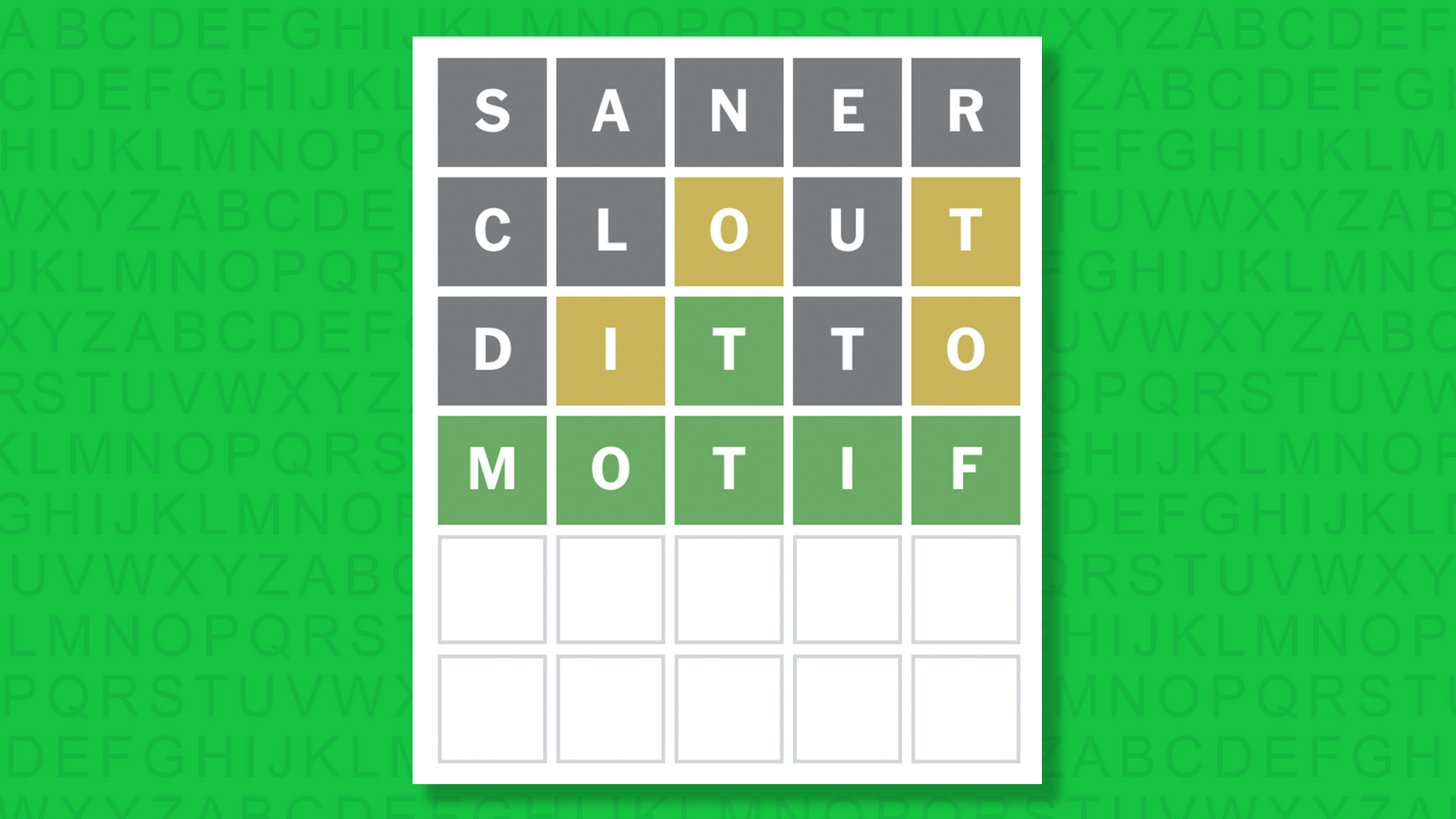 NYT Wordle answer for game 1872 on a green background