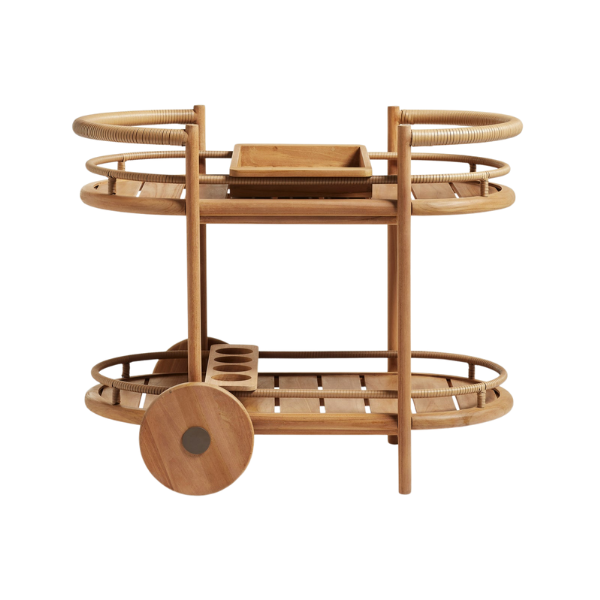 Oka Prod, Raymond Drinks Trolley - Natural Teak