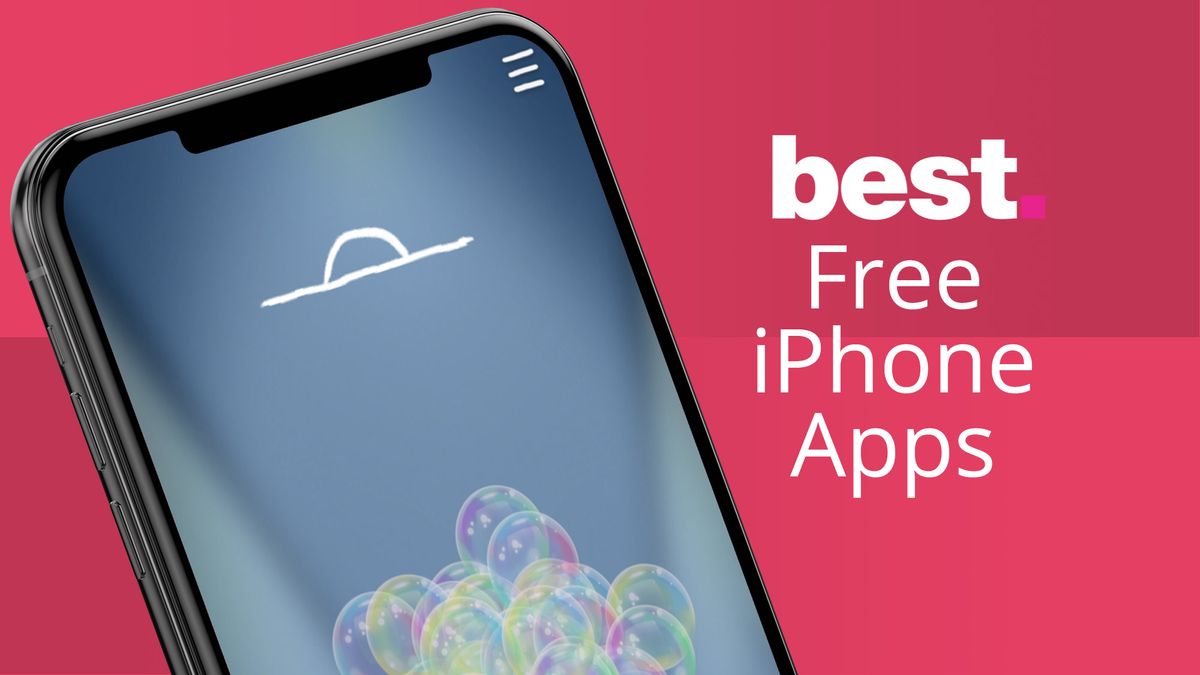 iPhone against a magenta background with the words &quot;best free iphone apps&quot;