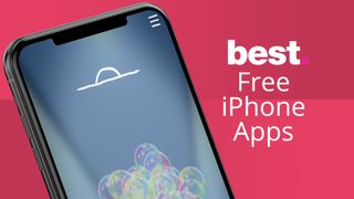 iPhone against a magenta background with the words "best free iphone apps"