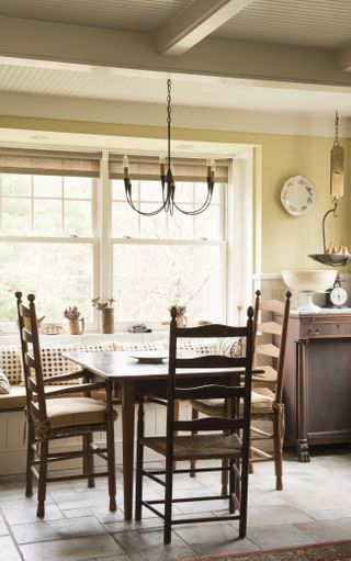 dining space in kitchen extension to 1700s New England farmhouse